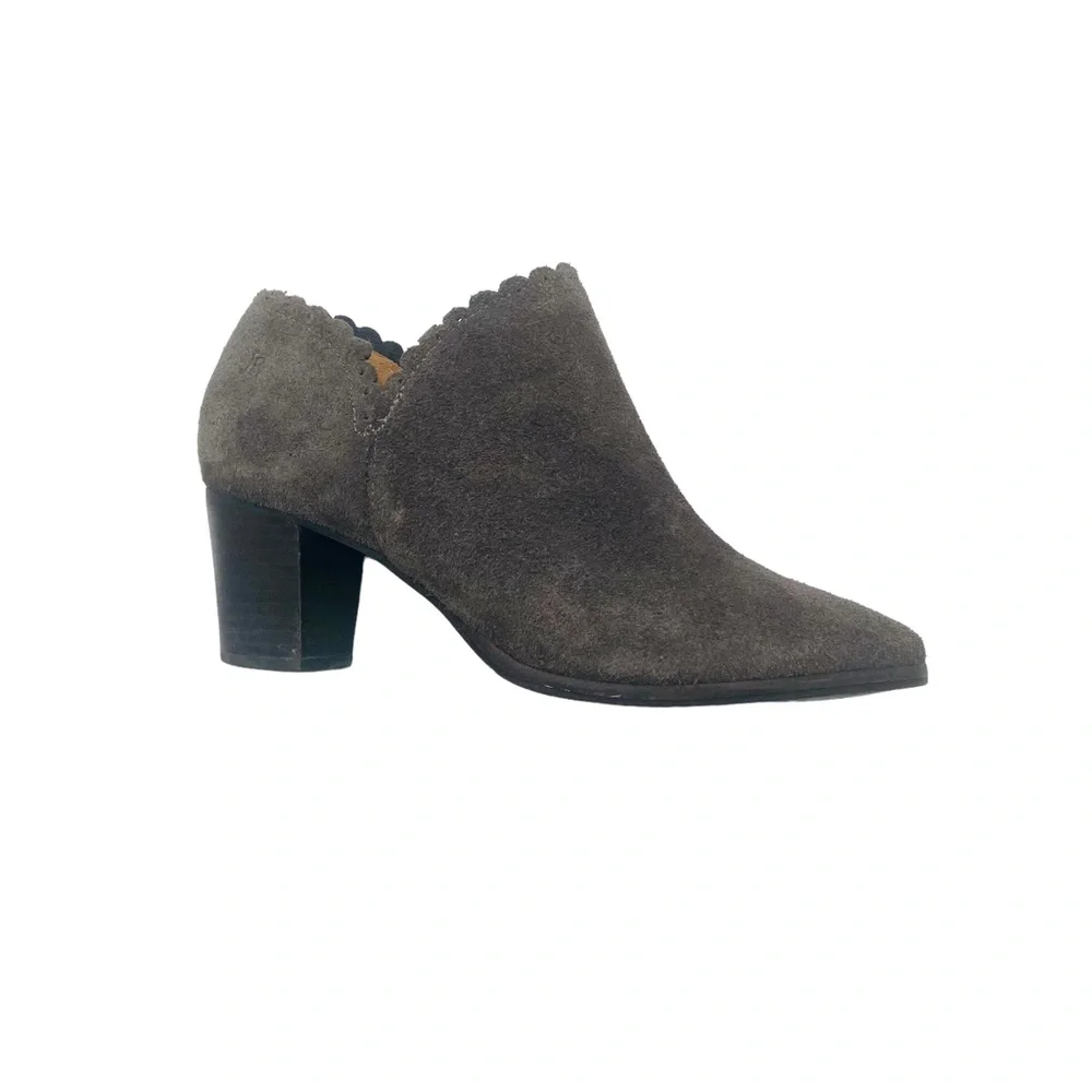 Jack Rogers Suede Scallop Ankle Women's Booties Marianne‎ Brown Size 7